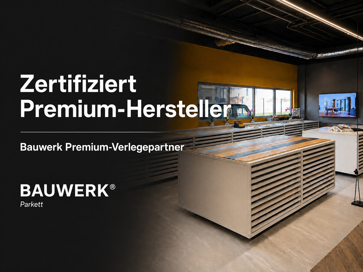 Bauwerk Premium-Verlegepartner. Wippler Parkett, zertifiziert