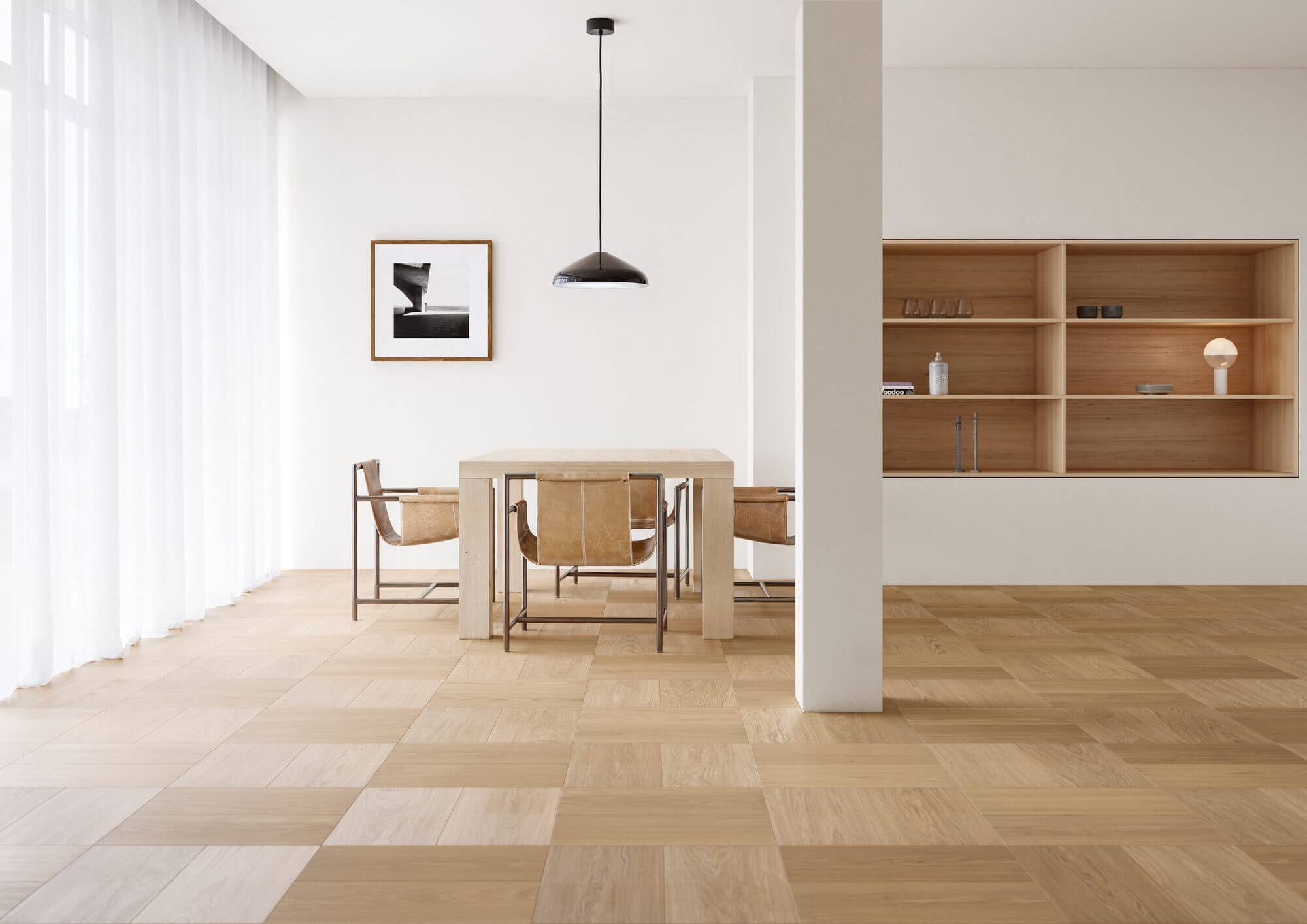 Bauwerk Parkett Formpark Mini in Eiche Avorio, geometrisches Verlegemuster
