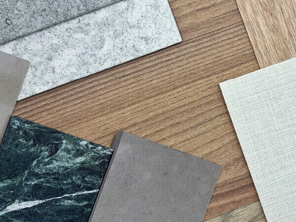 Muster von Vinyl- und Designböden in Holz- und Steinoptik, die wir in Frankfurt und im Rhein-Main-Gebiet verlegen
