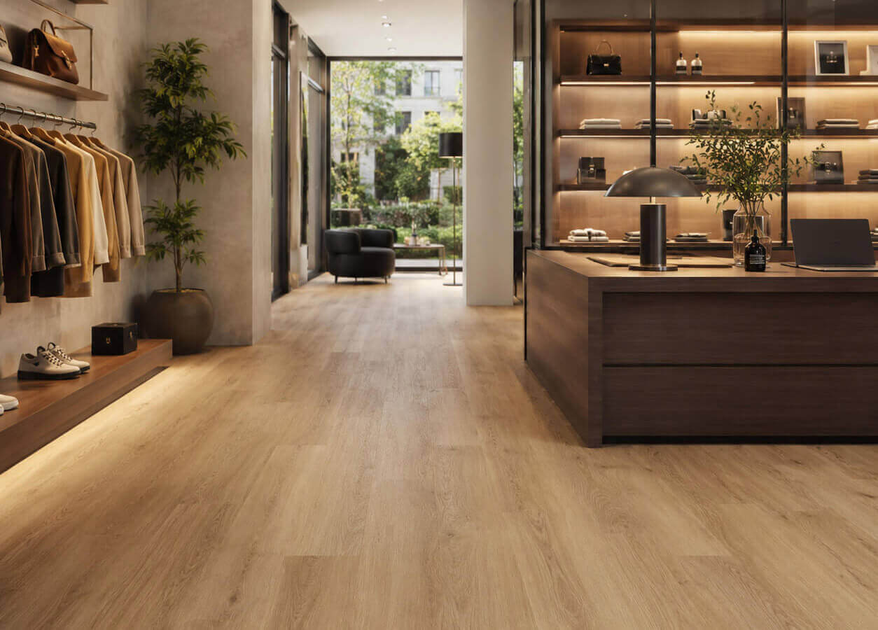 Vinylboden in Holzoptik in einer Modeboutique